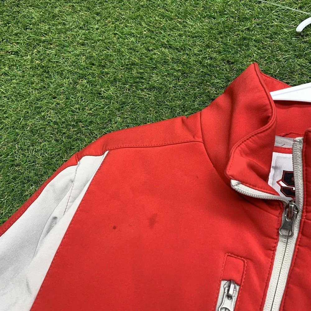 Ohio State Buckeyes Jacket Mens Large 58 Sports Red & Grey Therma Fit OSU Sports